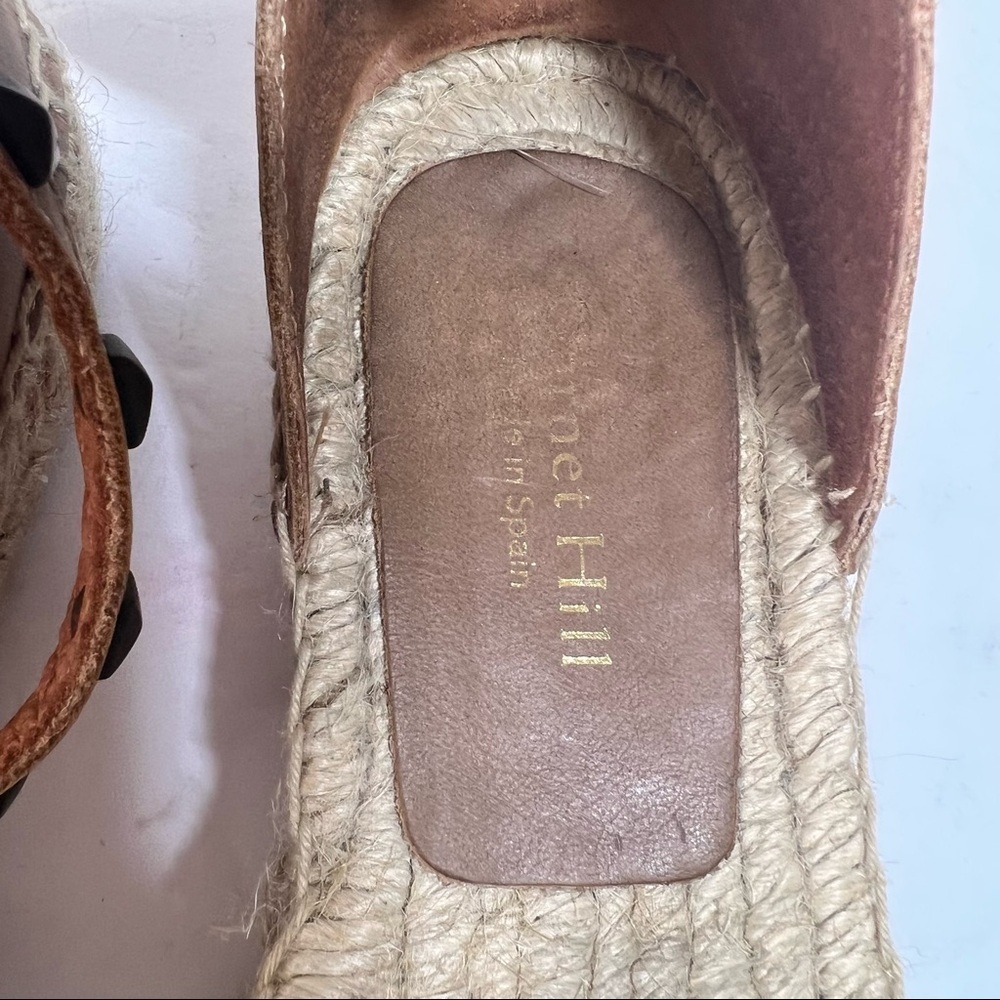 Garnet Hill Womens Espadrille Margo Studded Straps Wrap Sandals Sz 37Tan Leather - Picture 12 of 16